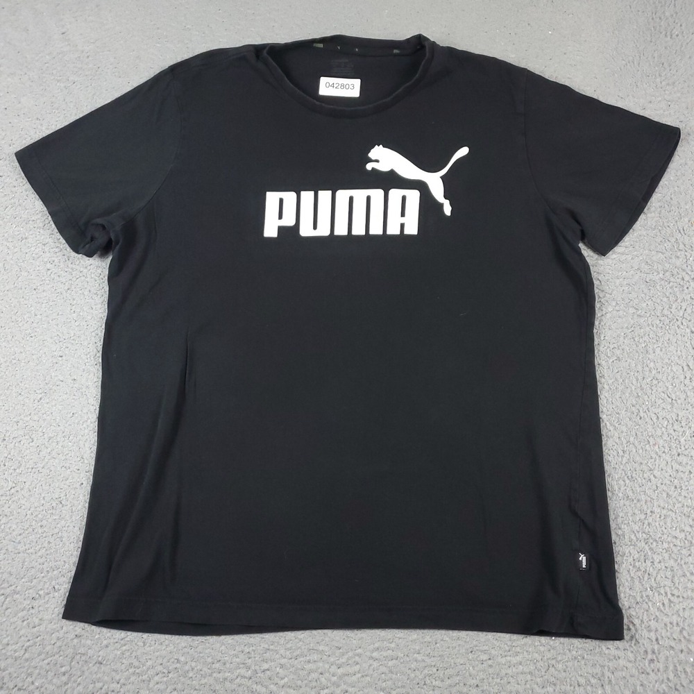 Puma T Shirt Mens XL Black Short Sleeve Logo Graphic Crew Neck Tee 042803